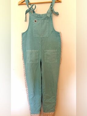 Lucy & Yak Teal Overalls with Custom Patterned Side Trim